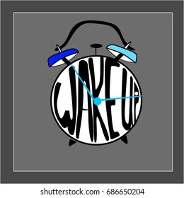 wake up alarm grey background vector illustration