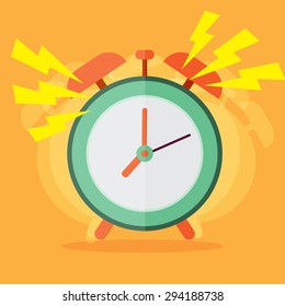 wake up alarm ringing cartoon. vector illustration