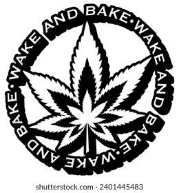 despertar y hornear marihuana maleza negro vector diseño gráfico y archivo de corte