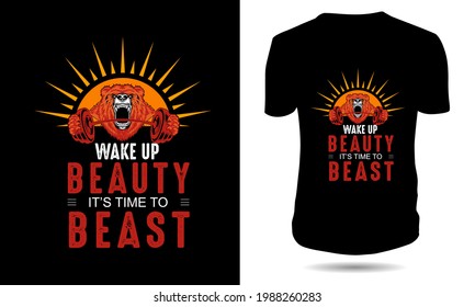 wake up beauty it's time to beast gym tshirt design svg