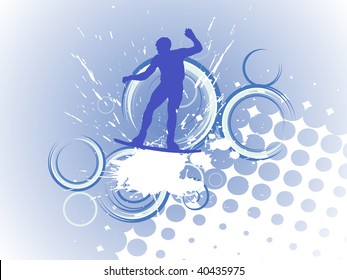 wake boarder in action - vector