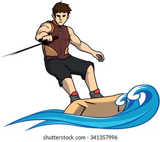 Wake boarding sport vector illustration 