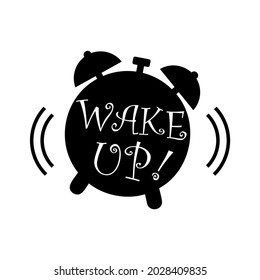 Wake up clock alarm concept. Watch Silhouette symbol. Good morning vector illustration on white background