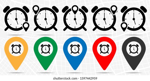 Wake up clock logo templateicon in location set. Simple glyph, flat illustration element of web, minimalistic theme icons
