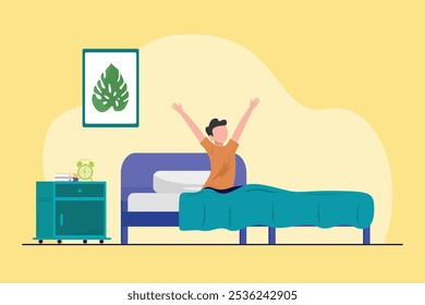 Wake Up concept. Colored flat vector illustration isolated.
