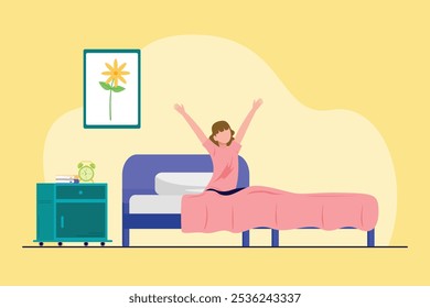 Wake Up concept. Colored flat vector illustration isolated.