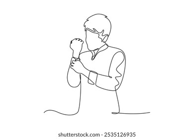 Wake Up concept. Single line draw design vector graphic illustration.