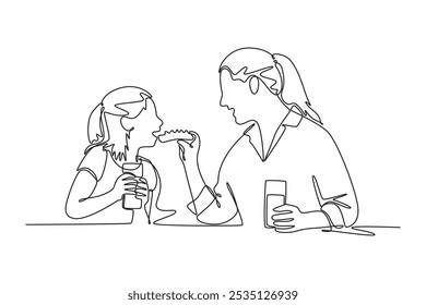 Wake Up concept. Single line draw design vector graphic illustration.