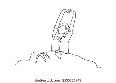 Wake Up concept. Single line draw design vector graphic illustration.