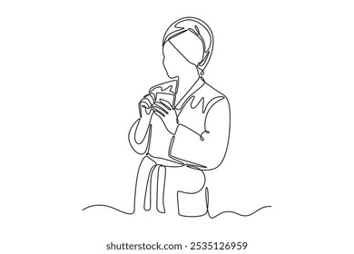 Wake Up concept. Single line draw design vector graphic illustration.