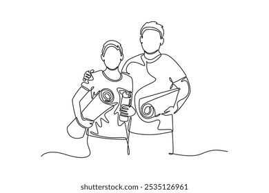 Wake Up concept. Single line draw design vector graphic illustration.