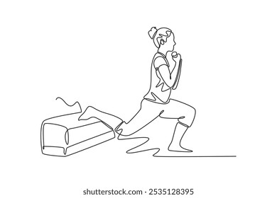 Wake Up concept. Single line draw design vector graphic illustration.