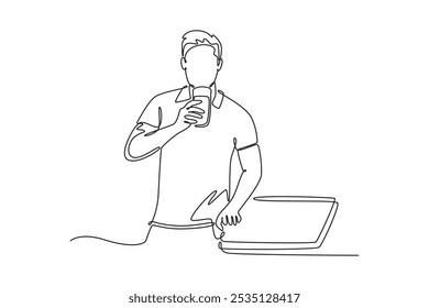 Wake Up concept. Single line draw design vector graphic illustration.
