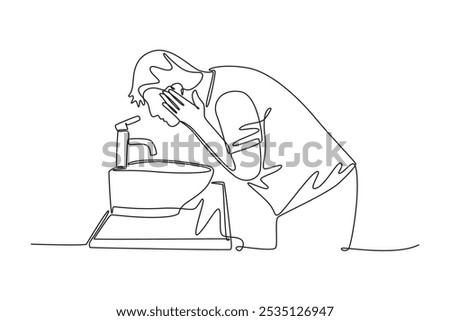 Wake Up concept. Single line draw design vector graphic illustration.