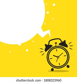 Despierta un icono plano con el reloj despertador. Ilustración vectorial aislada en un fondo amarillo.