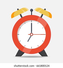 Wake up icon with alarm clock on white background