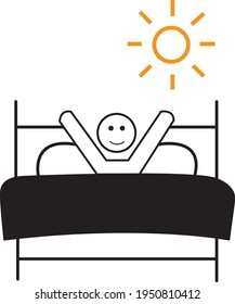 Wake up icon with sun, pictogram vector isolated