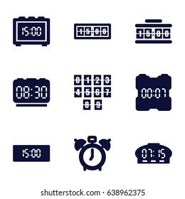 Wake icons set. set of 9 wake filled icons such as digital clock