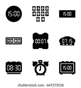 Wake icons set. set of 9 wake filled icons such as digital clock