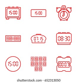Wake icons set. set of 9 wake outline icons such as digital clock