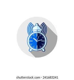 Wake up idea illustration. Classic three-dimensional alarm-clock isolated on white. Table clock with bell and podcast.