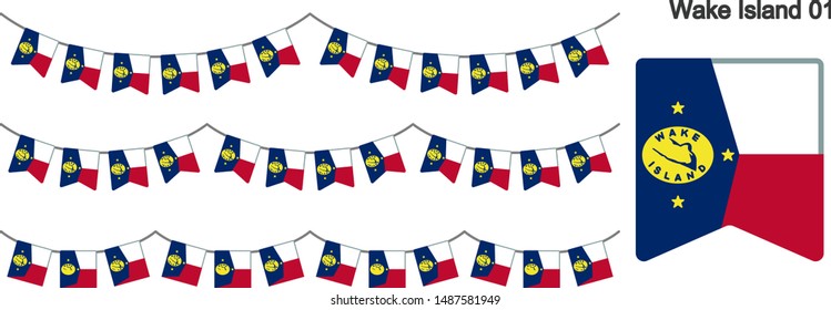 Wake Island Bunting Flags Isolated on white Background. vector illustration.