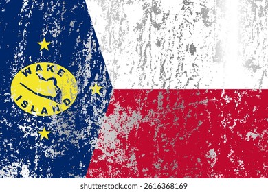 Wake Island flag with grunge effect.