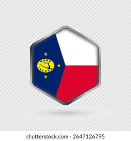 Wake Island Flag Icon in Hexagon Shape.