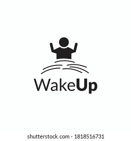 Gente del vector de logotipos Wake Up, despierta para estar siempre emocionado