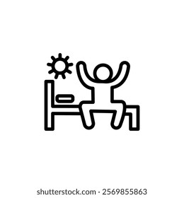 Wake up in the morning icon Black and white outline vector