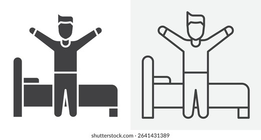 Wake up in the morning icon Line graphics illustration