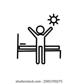 Wake up in the morning icon Thin line art isolated