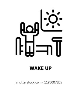 Wake up in Morning Outline icons.Relax  Lifestyle Concept Thin line icons.