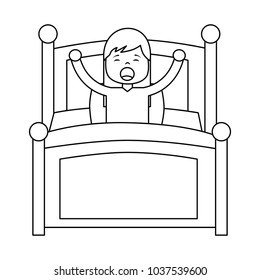 wake up morning the young girl in bed vector illustration outline design