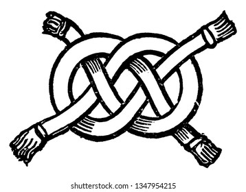 Wake and Ormond Knot is a heraldic knot used most notably on the Wake family badge, vintage line drawing or engraving illustration.