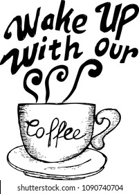 wake up with our coffee, doodle