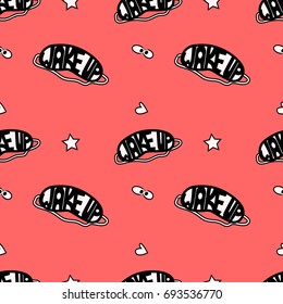 wake up pattern pink background star heart eyes seamless pattern vector illustration 