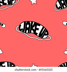 wake up pattern seamless pattern eyes star heart vector illustration 