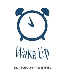 Wake up poster with alarm clock. Vector illustration. Flat style.