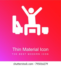 Wake up red and pink gradient material white icon minimal design