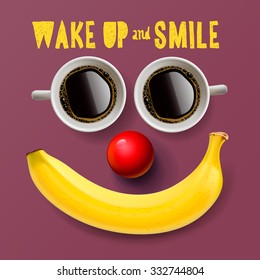 Wake up and smile, motivation background, vector illustration.