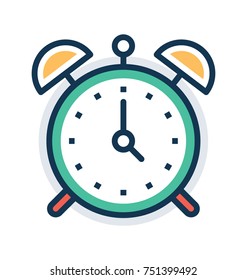 Wake up time. Alarm clock flat Vector Icon
