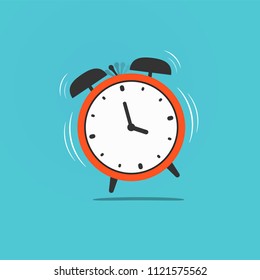 Wake up time illustration. Red old retro ringing clock