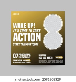 Wake up it’s time to take action start training today seven programs for every day social media design