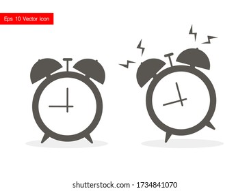 WAKE UP! Alarm clock icon on white background. Vector illustration.