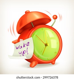 Wake up, alarm clock vector icon