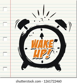 Wake up, inscription on Alarm Clock