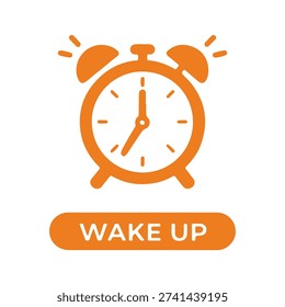 WAKE UP word minimal flat badge vector icon
single color, isolated on white background