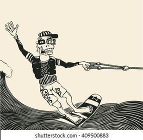 Wakeboard rider. vector illustration.