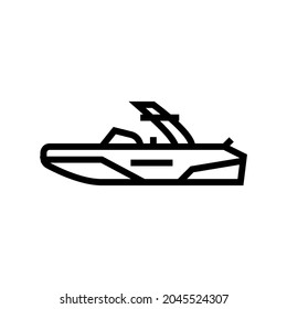 wakeboard ski boat line icon vector. wakeboard ski boat sign. isolated contour symbol black illustration svg